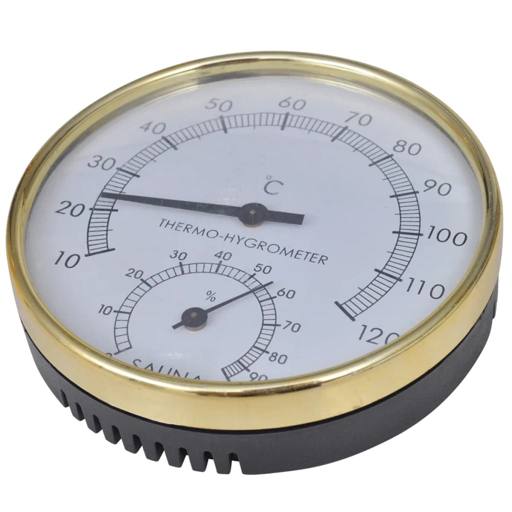 vidaXL 5-delers badstuetilbehør bøtte skje timeglass termo-hygrometer
