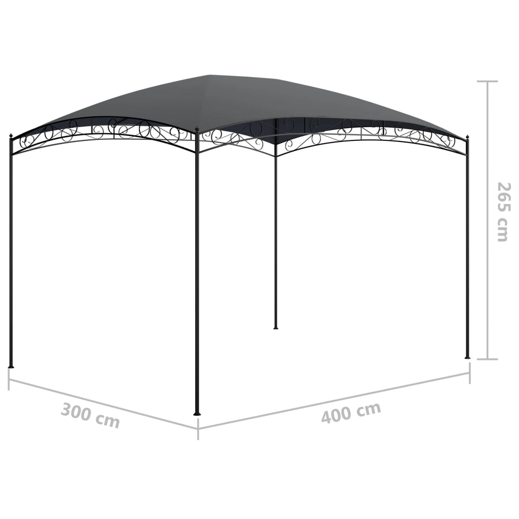 vidaXL Paviljong 3x4x2,65 m antrasitt 180 g/m²
