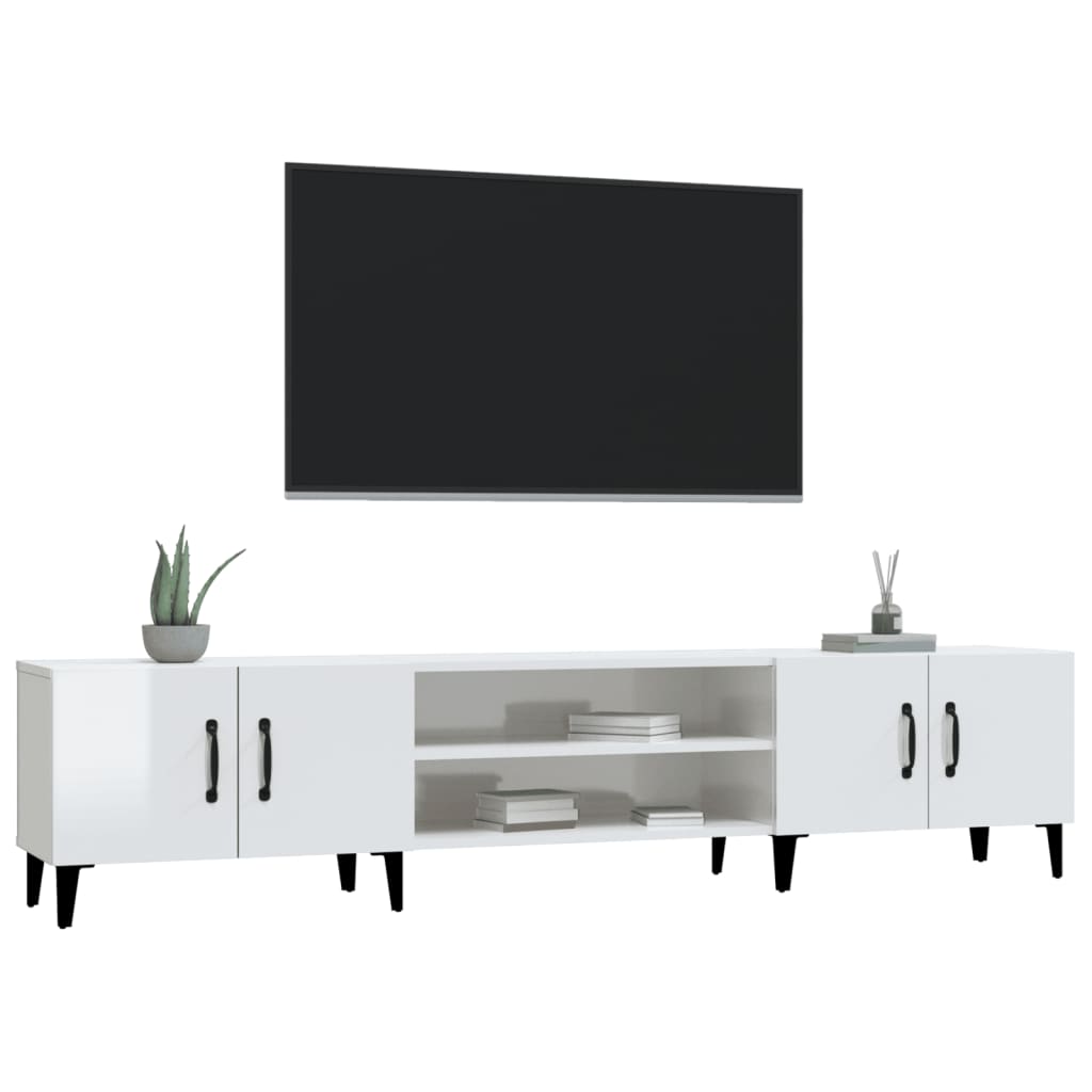 vidaXL TV-benk høyglans hvit 180x31,5x40 cm konstruert tre