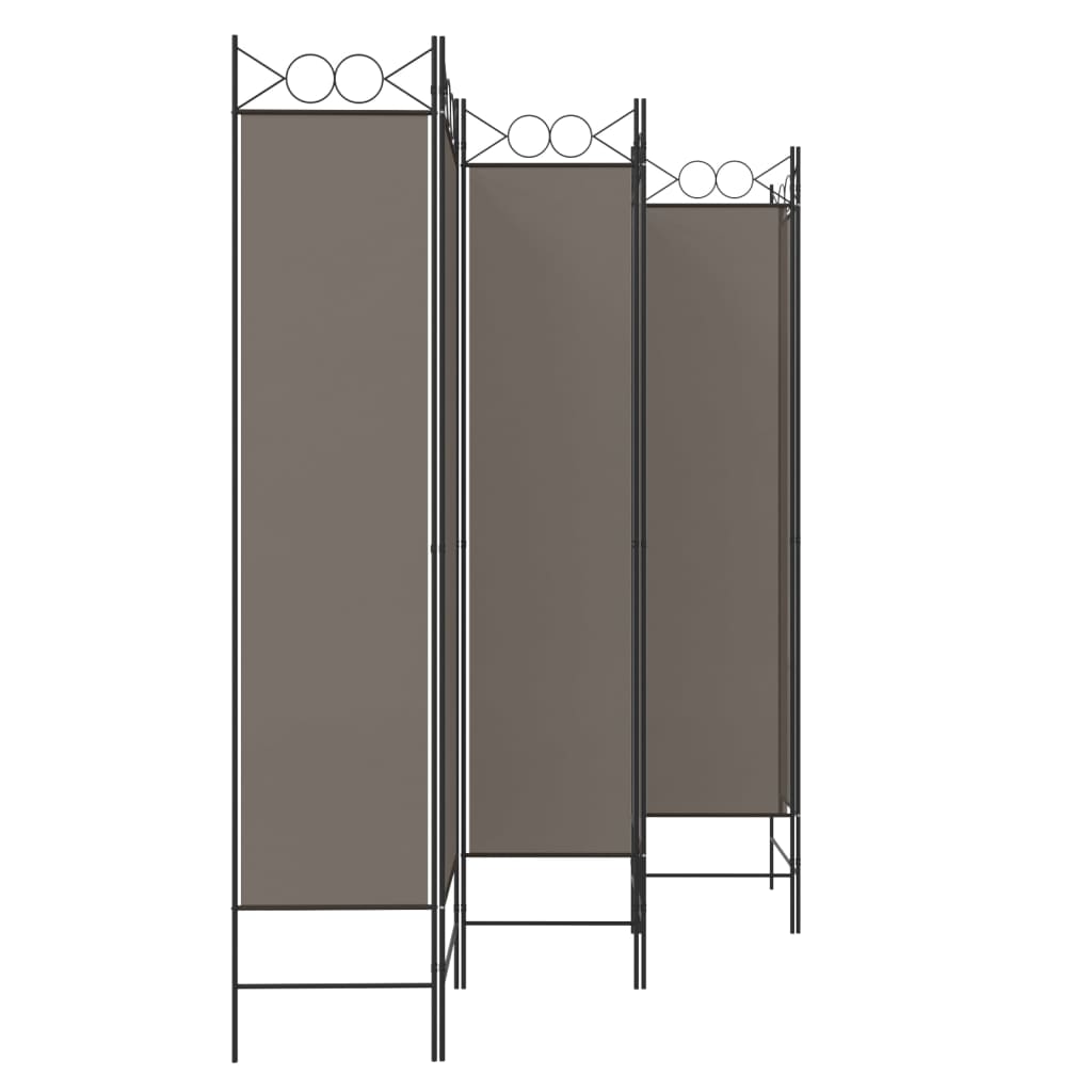 vidaXL Romdeler med 6 paneler antrasitt 240x200 cm stoff