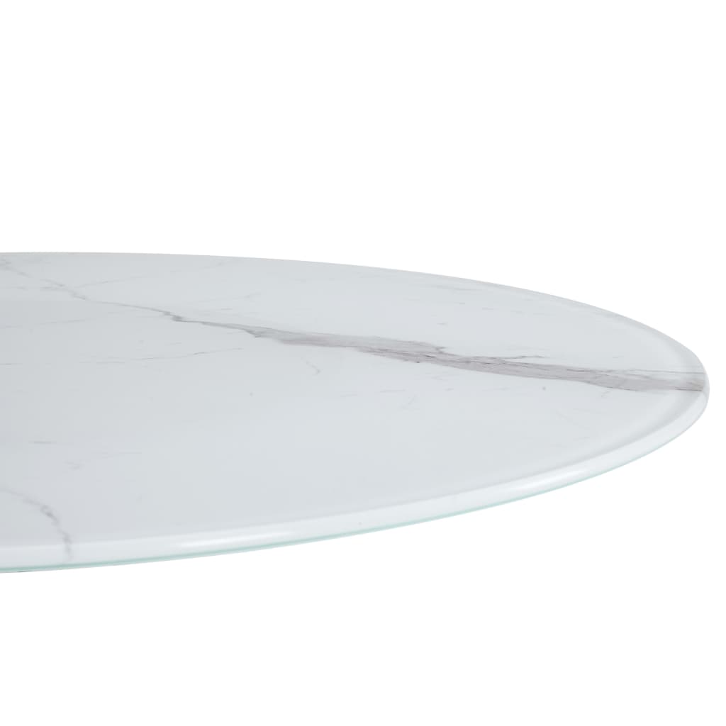 vidaXL Bordplate hvit Ø80 cm glass med marmortekstur