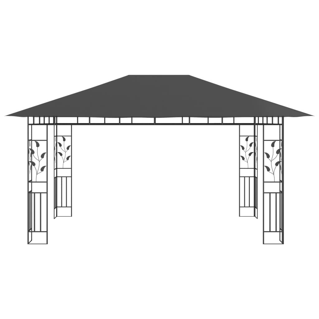 vidaXL Paviljong med myggnett 4x3x2,73 m antrasitt 180 g/m²