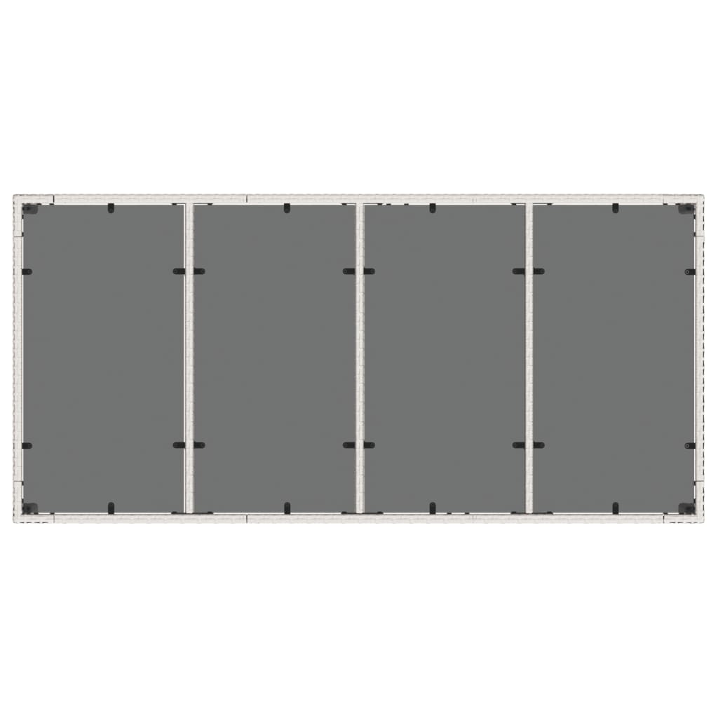 vidaXL Hagebord med glassplate hvit 190x90x75 cm polyrotting