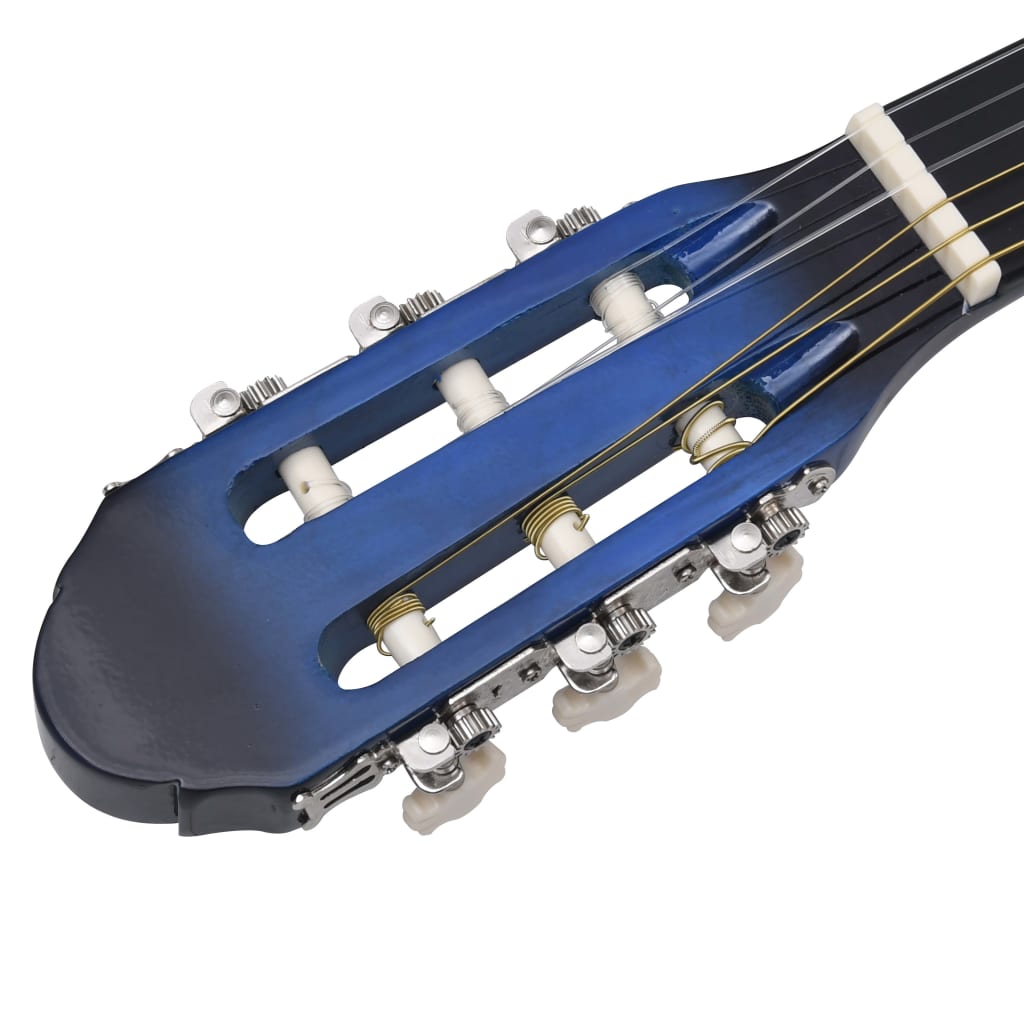 vidaXL Klassisk gitar for nybegynnere med veske blå 4/4 39"