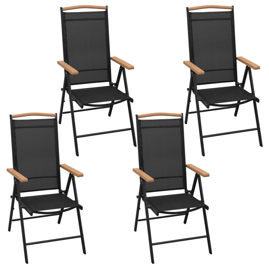 vidaXL Utendørs spisestue med brettbare stoler 5 deler aluminium svart
