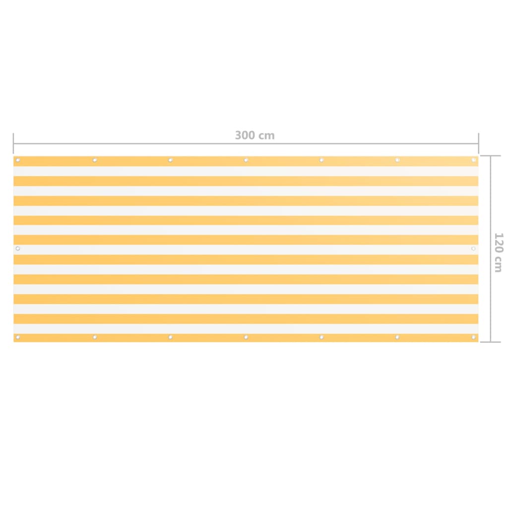 vidaXL Balkongskjerm hvit og gul 120x300 cm oxfordstoff