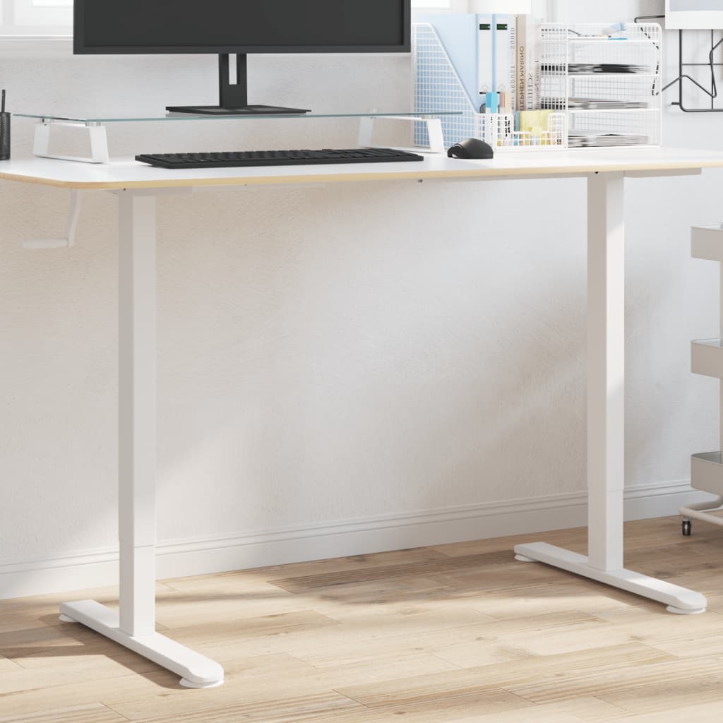 vidaXL Stående ramme for skrivebord hvit (94-135)x60x(70-114) cm stål