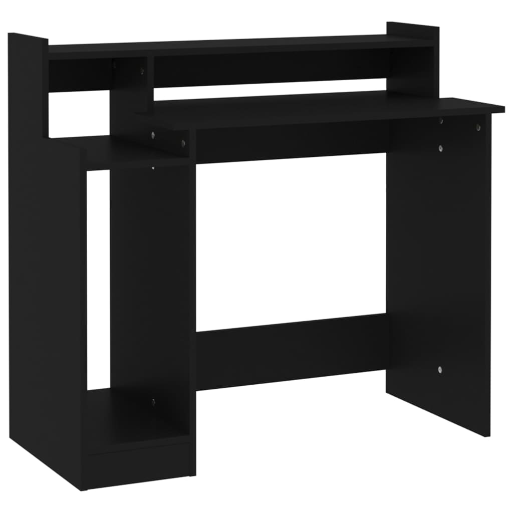 vidaXL Skrivebord med LED-lys svart 97x45x90 cm konstruert tre