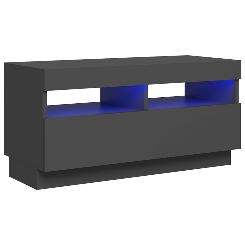 vidaXL TV-benk med LED-lys høyglans grå 80x35x40 cm