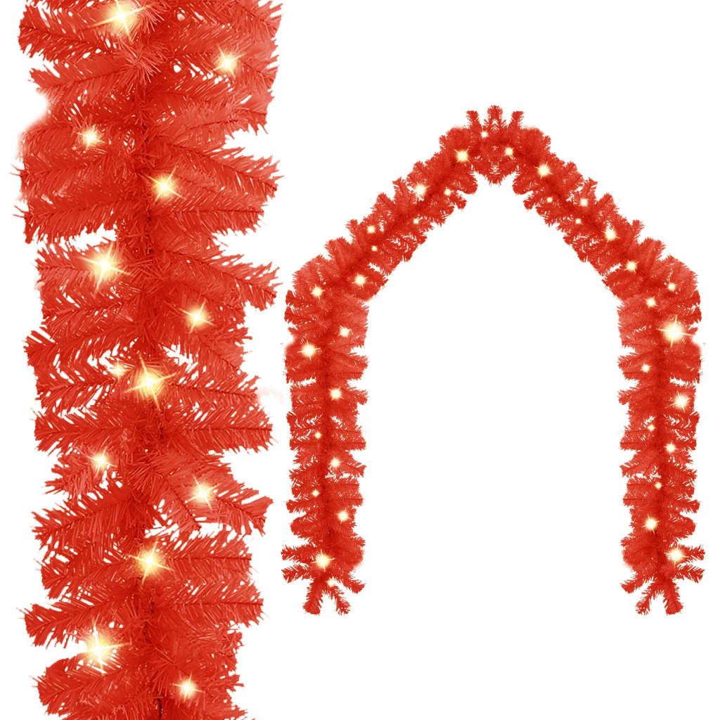 vidaXL Julekrans med LED-lys 10 m rød