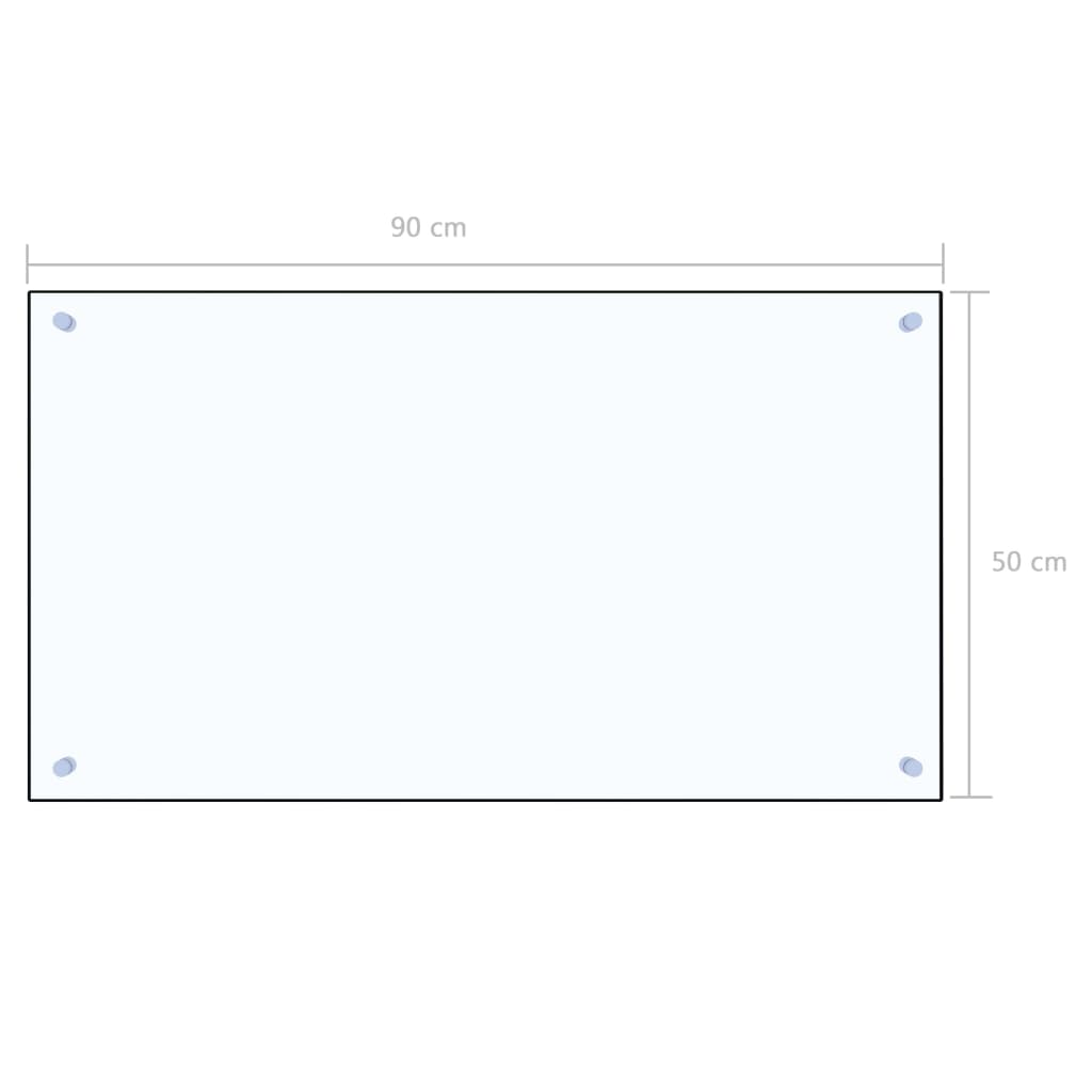 vidaXL Kjøkkenplate gjennomsiktig 90x50 cm herdet glass