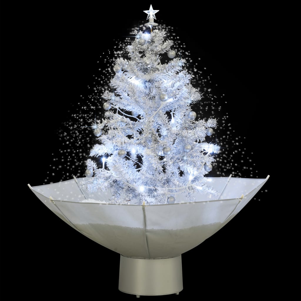 vidaXL Kunstig juletre med snø og paraplyfot hvit 75 cm