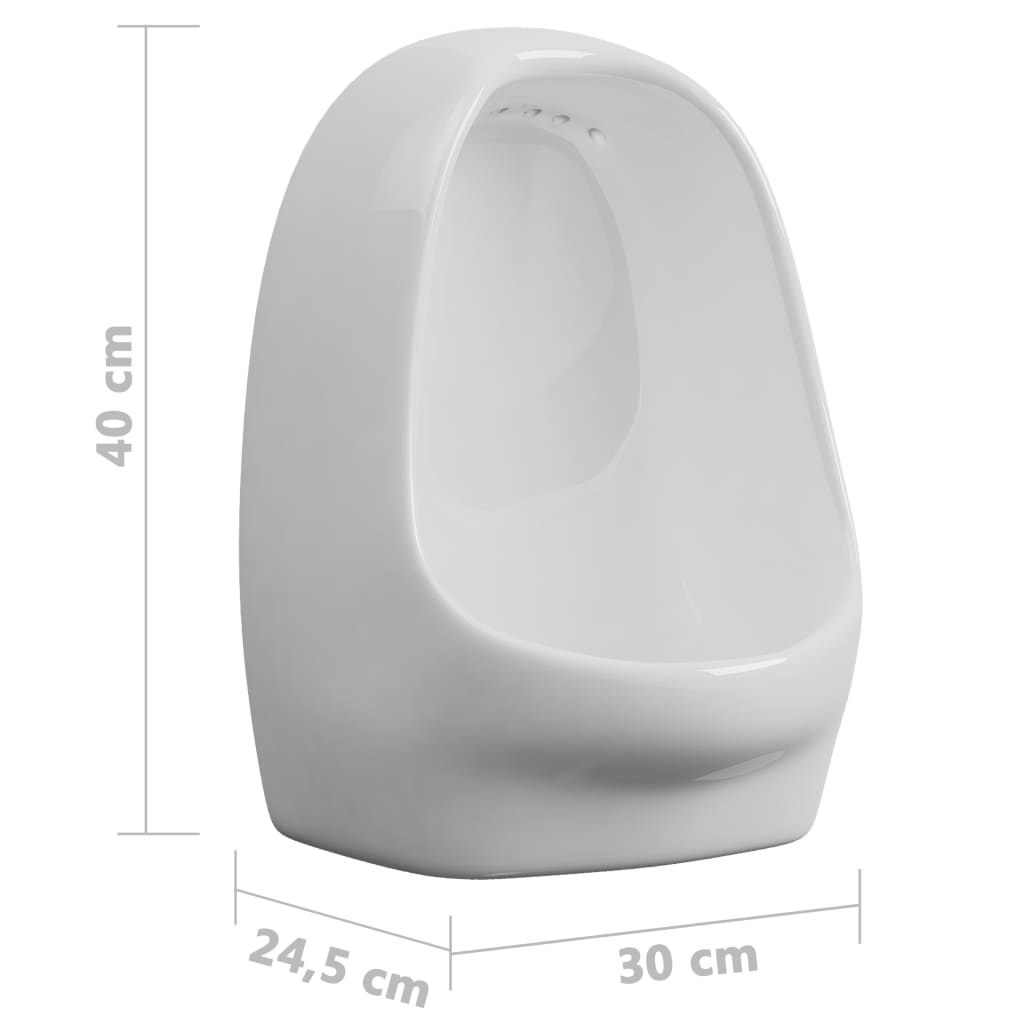 vidaXL Vegghengt urinal med spyleventil keramisk hvit