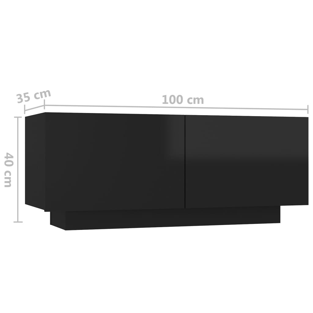 vidaXL TV-benk høyglans svart 100x35x40 cm sponplate