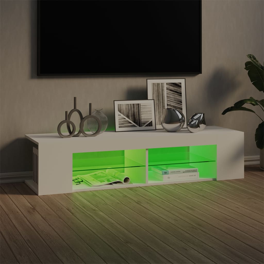 vidaXL TV-benk med LED-lys hvit 135x39x30 cm