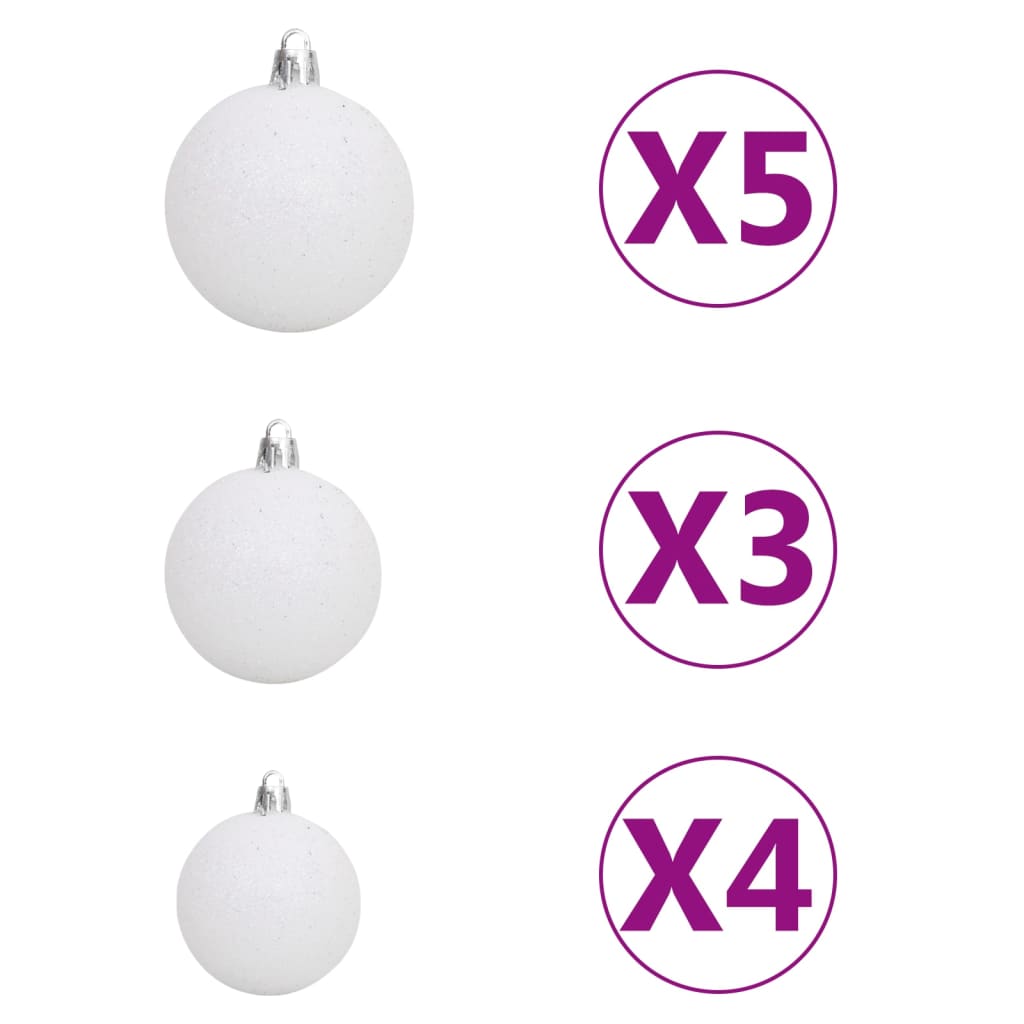 vidaXL Kunstig juletre med LED og kulesett 150 cm PVC hvit