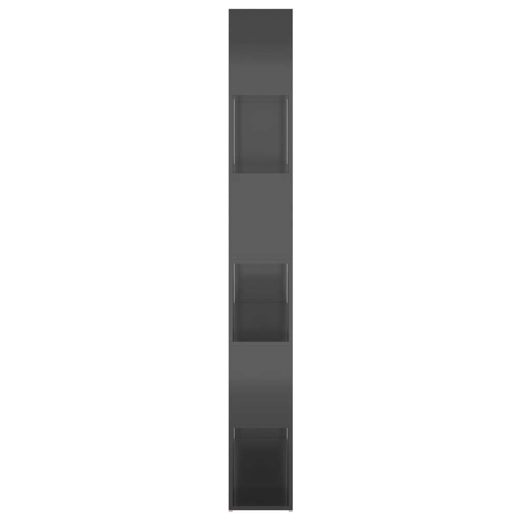 vidaXL Bokhylle/romdeler høyglans grå 100x24x188 cm
