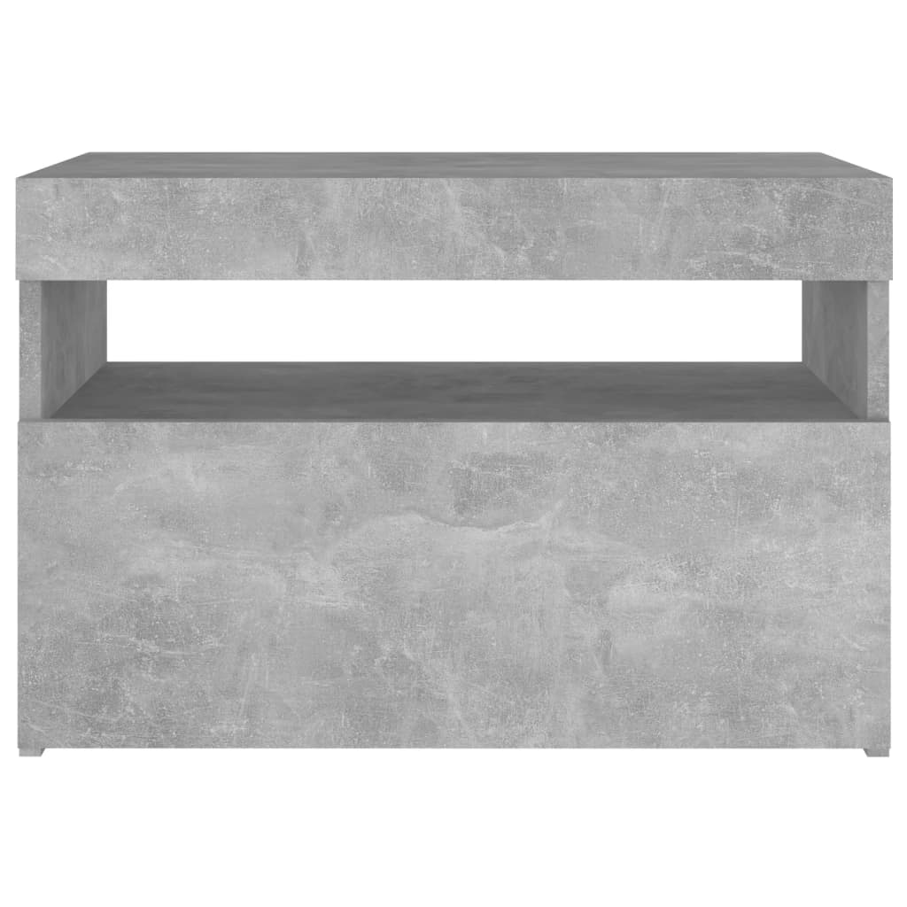 vidaXL Nattbord & LED-lys betonggrå 60x35x40 cm