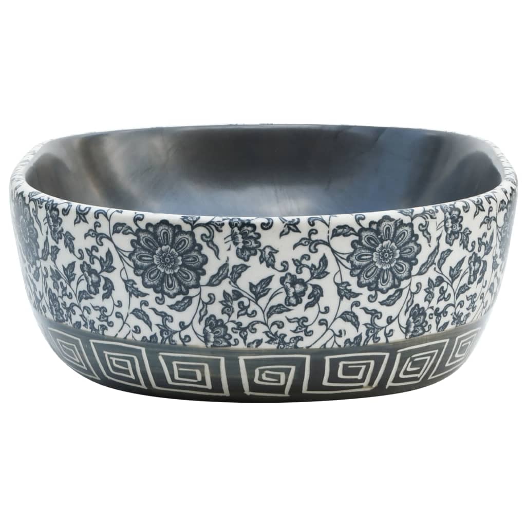 vidaXL Benkeservant svart og blå oval 47x33x13 cm keramikk