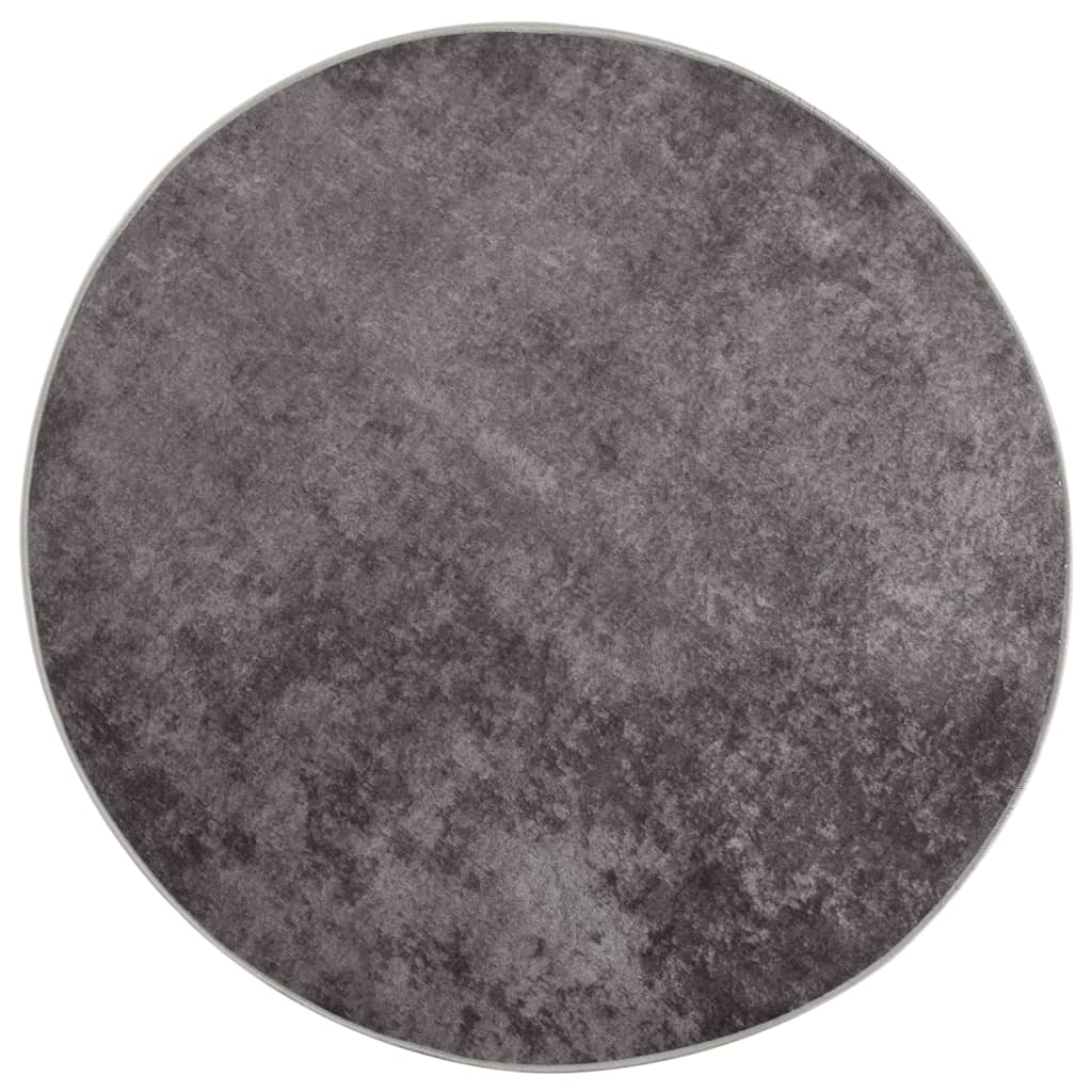 vidaXL Vaskbart teppe φ120 cm grå sklisikker