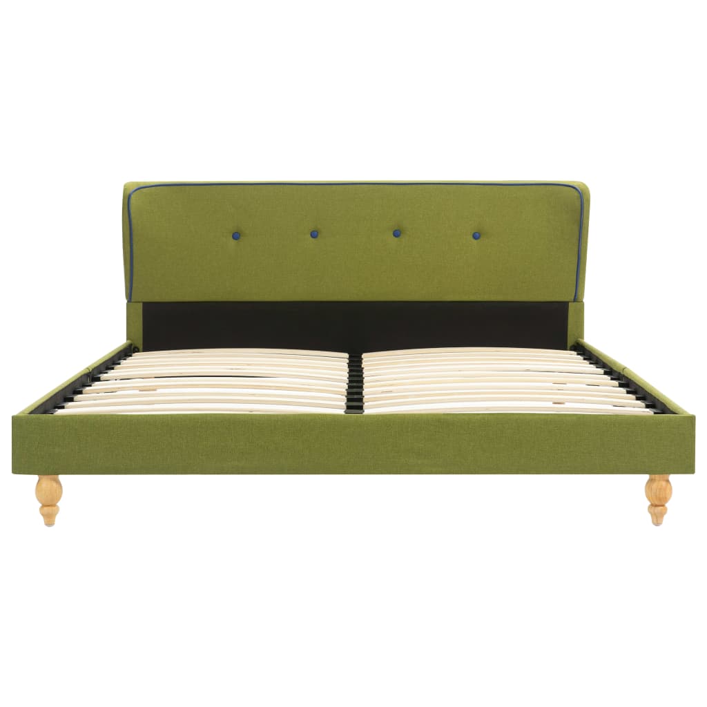 280710 vidaXL Bed Frame Green Fabric 135x190 cm (UK/NO/IE/FI/DE/FR/NL only)