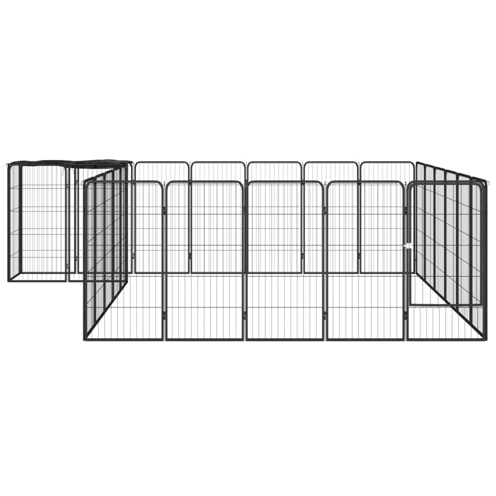 vidaXL Hundegrind med 26 paneler svart 50x100 cm pulverlakkert stål
