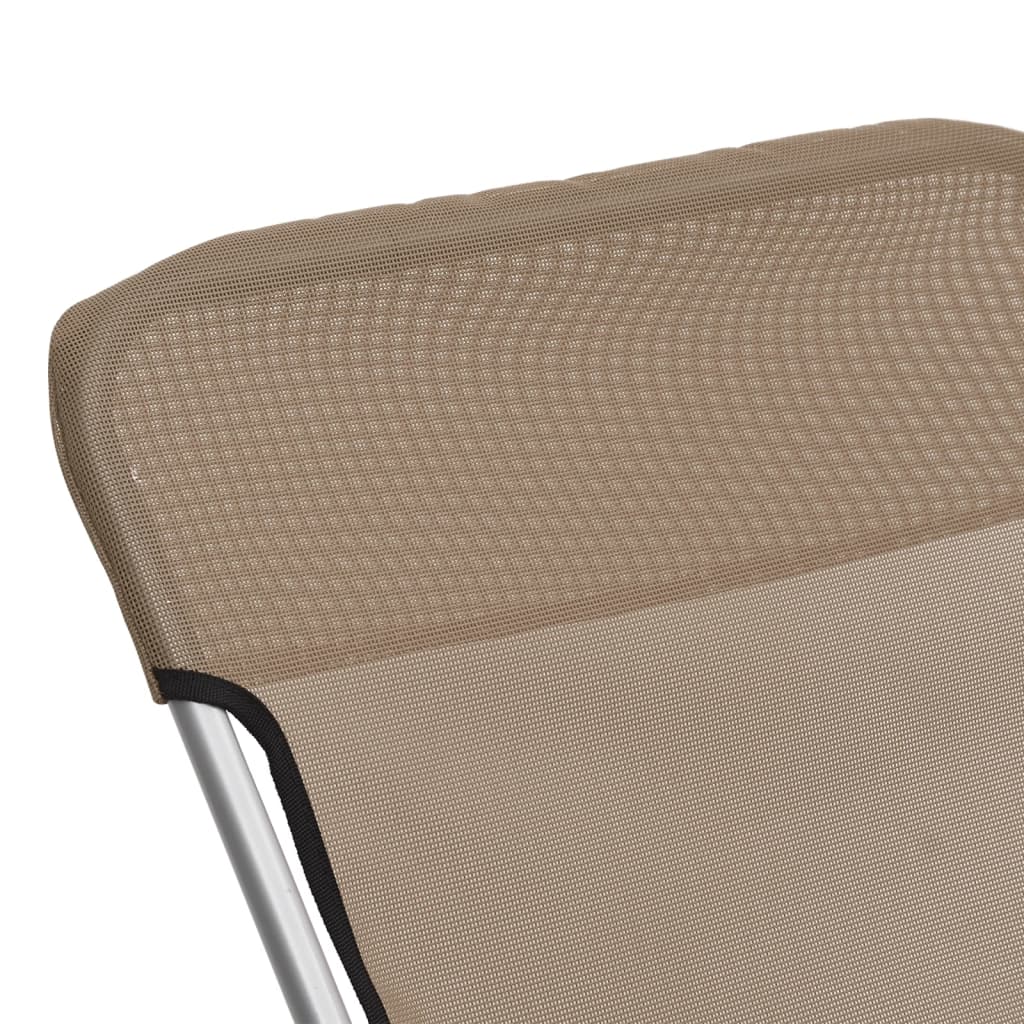 vidaXL Foldbare strandstoler 2stk gråbrun textilene pulverlakkert stål