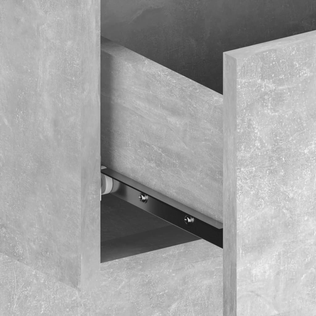 vidaXL Sengegavl med skap betonggrå konstruert tre