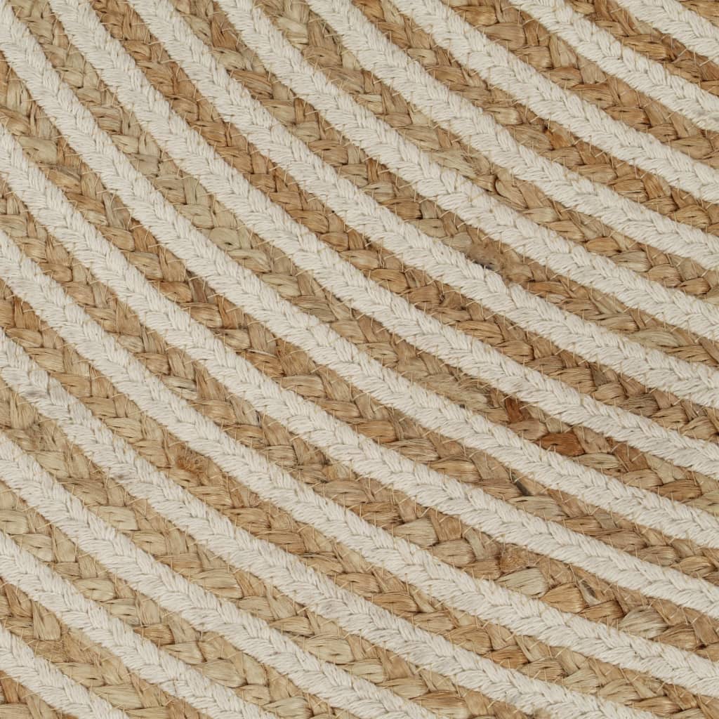 vidaXL Håndlaget juteteppe med spiral-design hvit 90 cm