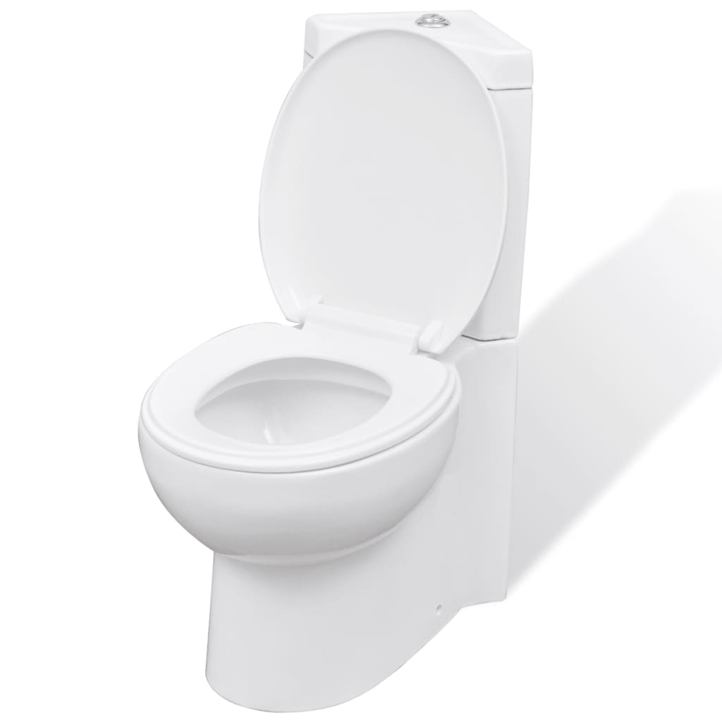 vidaXL Keramisk toalett for bad rundt toalett hvit