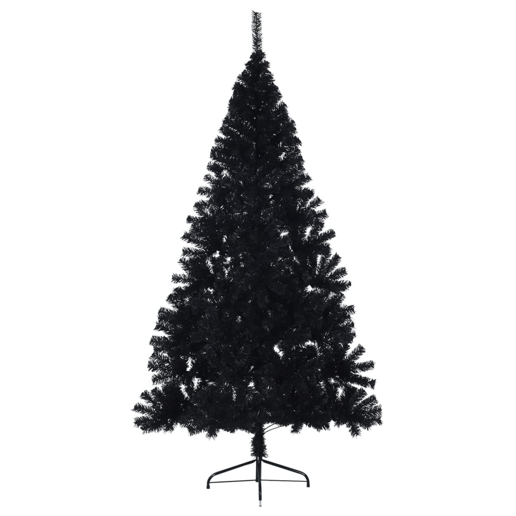 vidaXL Kunstig juletre halvt med stativ svart 240 cm PVC