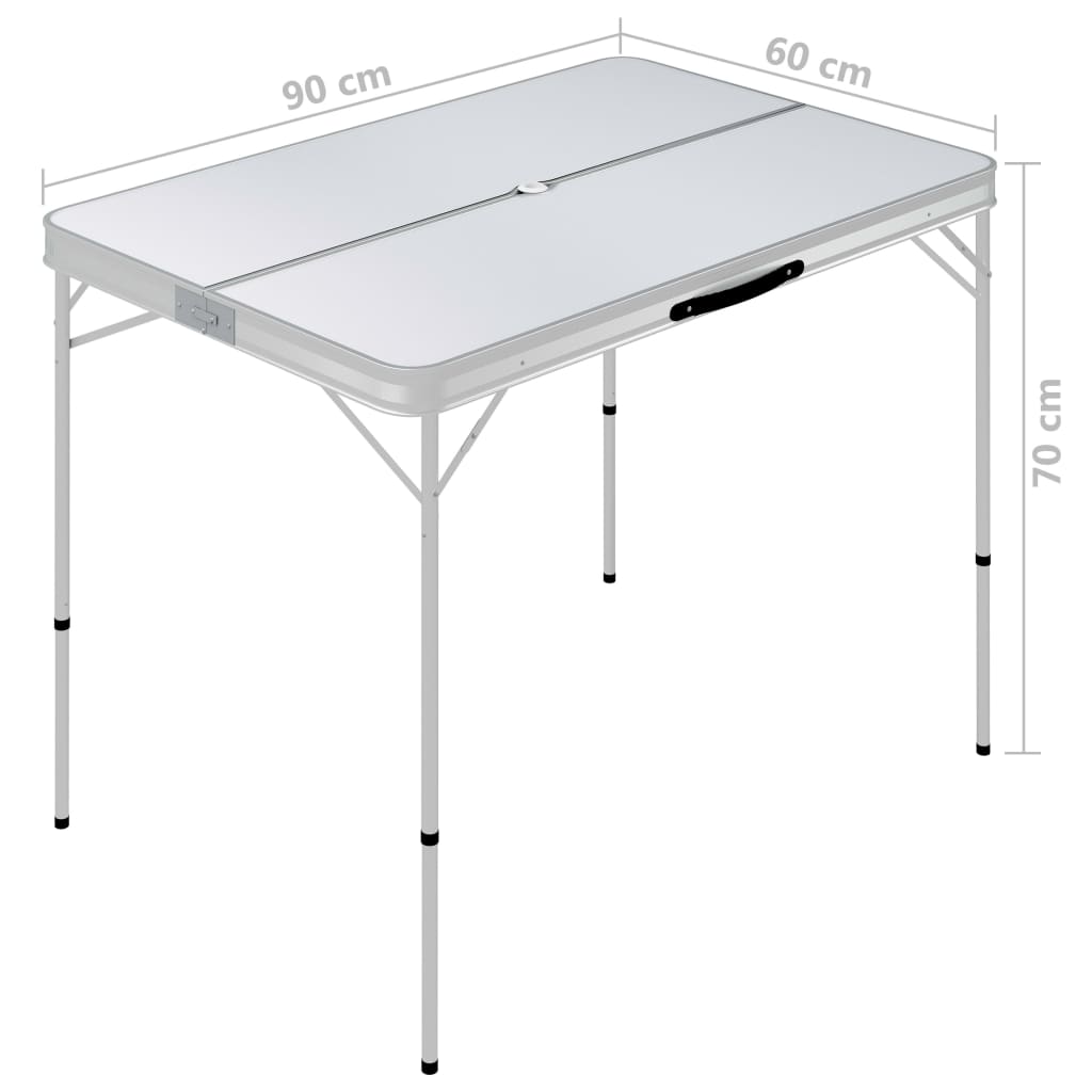 vidaXL Sammenleggbart campingbord med 2 benker aluminium hvit
