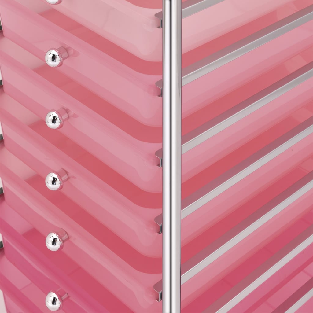 vidaXL Oppbevaringsvogn 10 skuffer plast ombre rosa