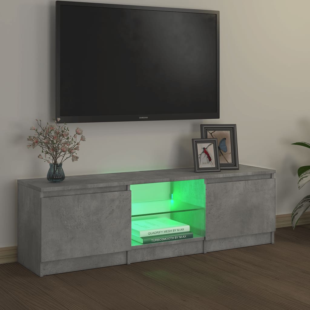 vidaXL TV-benk med LED-lys betonggrå 120x30x35,5 cm