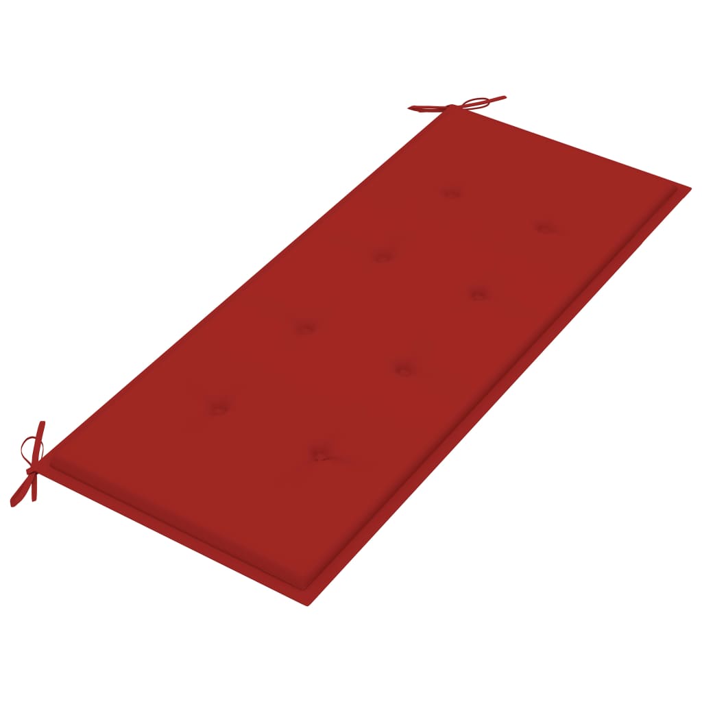 vidaXL Hagebenk med røde pute 120 cm heltre teak
