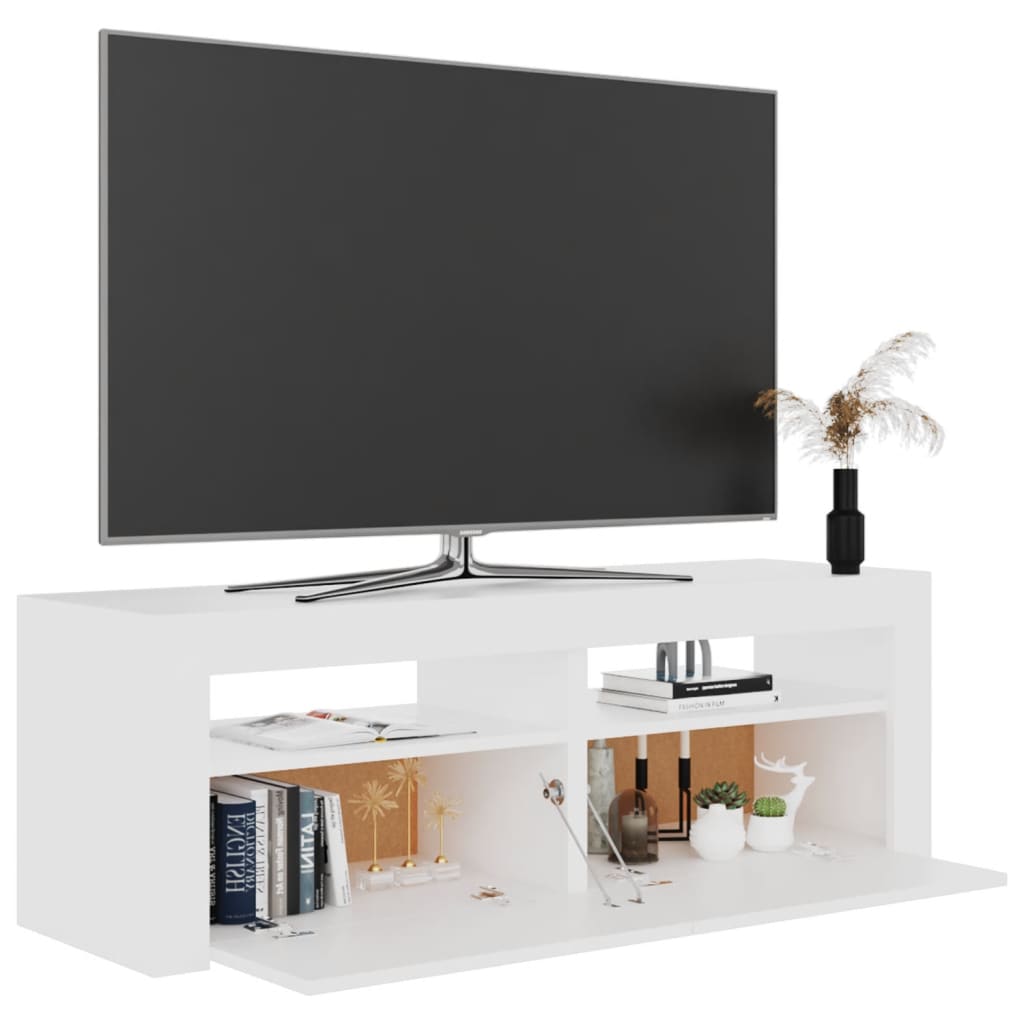vidaXL TV-benk med LED-lys hvit 120x35x40 cm