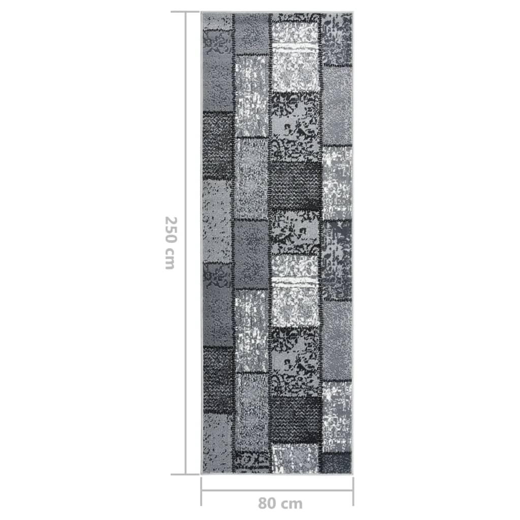 vidaXL Gulvteppe BFC grå med blokkmønster 80x250 cm