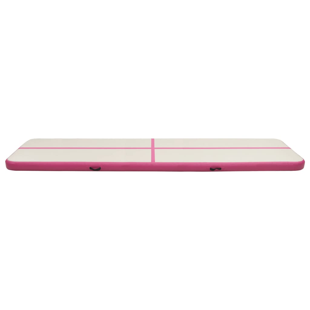 vidaXL Oppblåsbar gymnastikkmatte med pumpe 600x100x15 cm PVC rosa