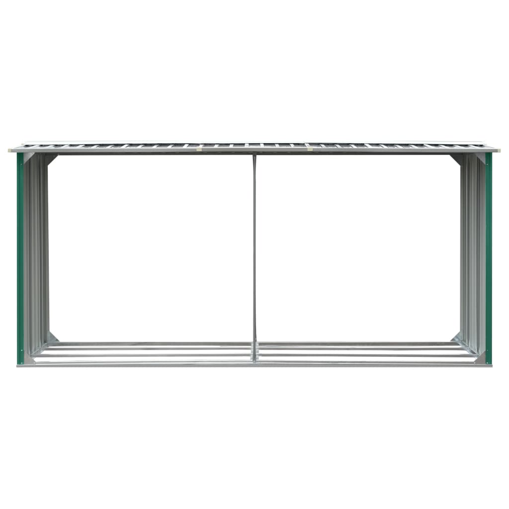vidaXL Vedskjul galvanisert stål 330x92x153 cm grønn
