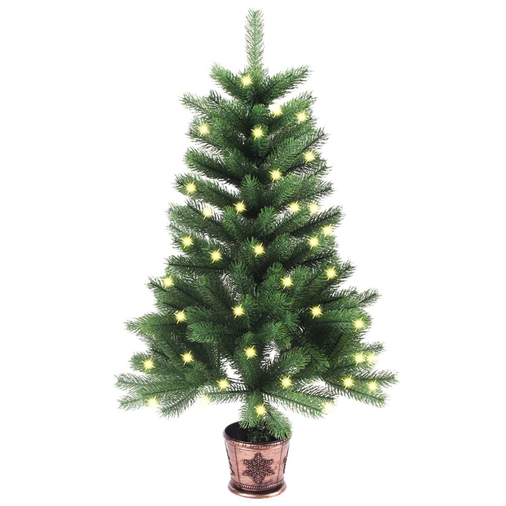 vidaXL Forhåndsbelyst kunstig juletre hvit 65 cm grønn