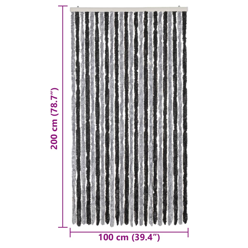 vidaXL Fluegardin grå og svart 100x200 cm chenille