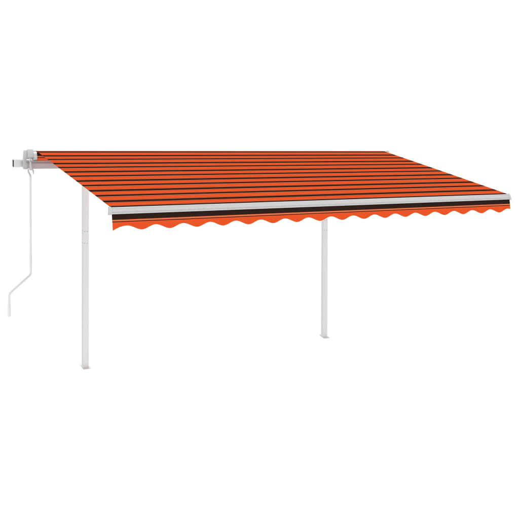 vidaXL Automatisk uttrekkbar markise med stolper 4x3 m oransje og brun