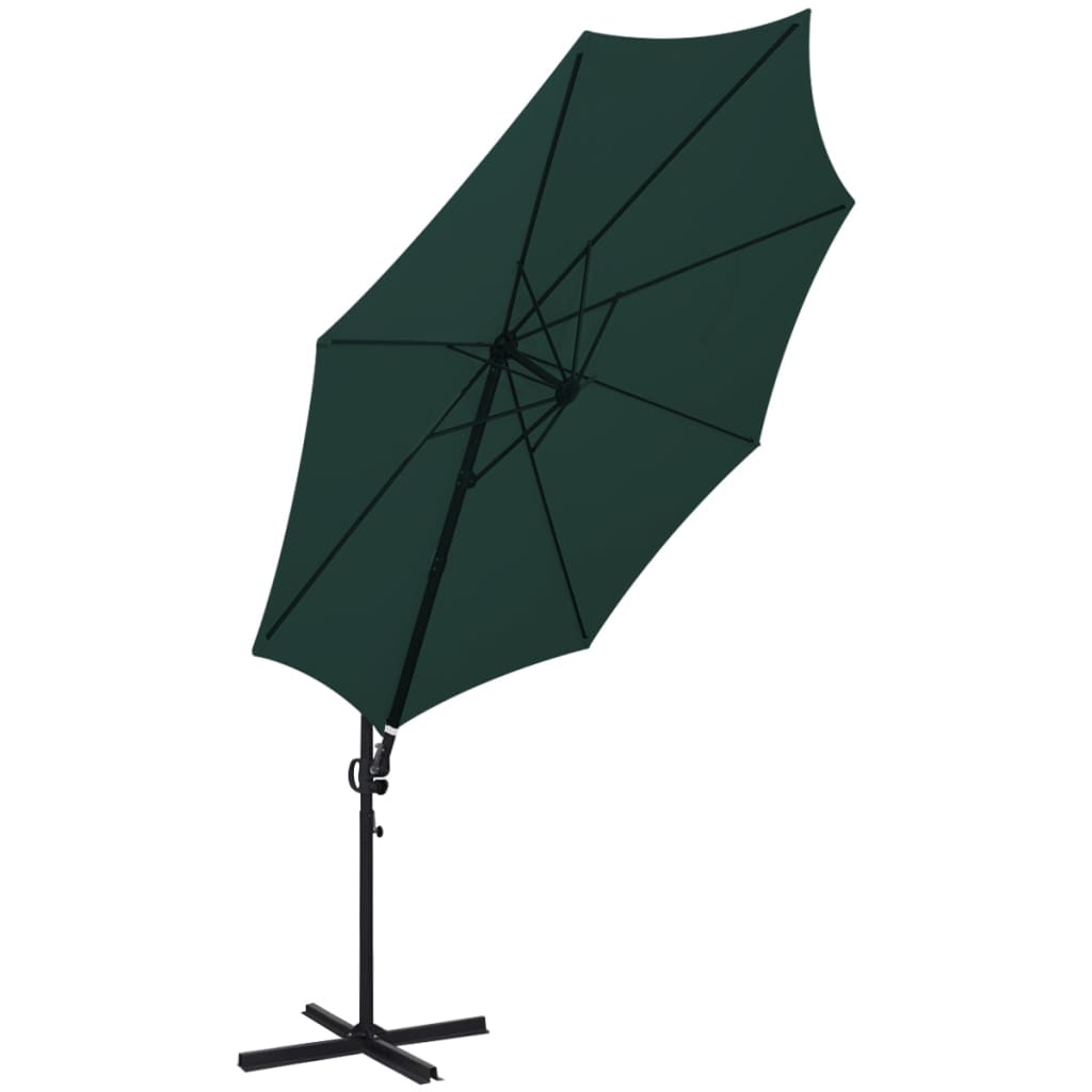 vidaXL Fritthengende parasoll 3 m rund aluminium grønn