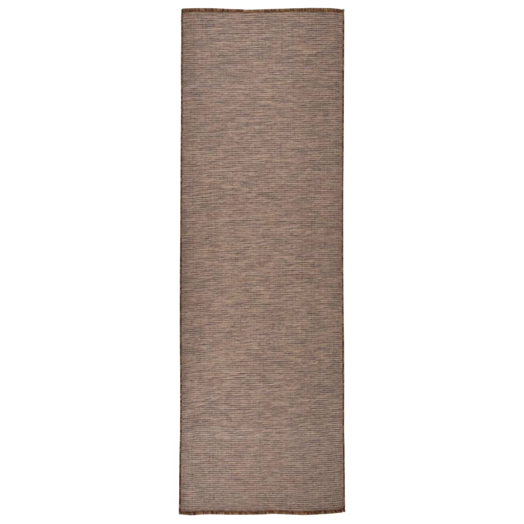 vidaXL Utendørs flatvevd teppe 80x250 cm brun