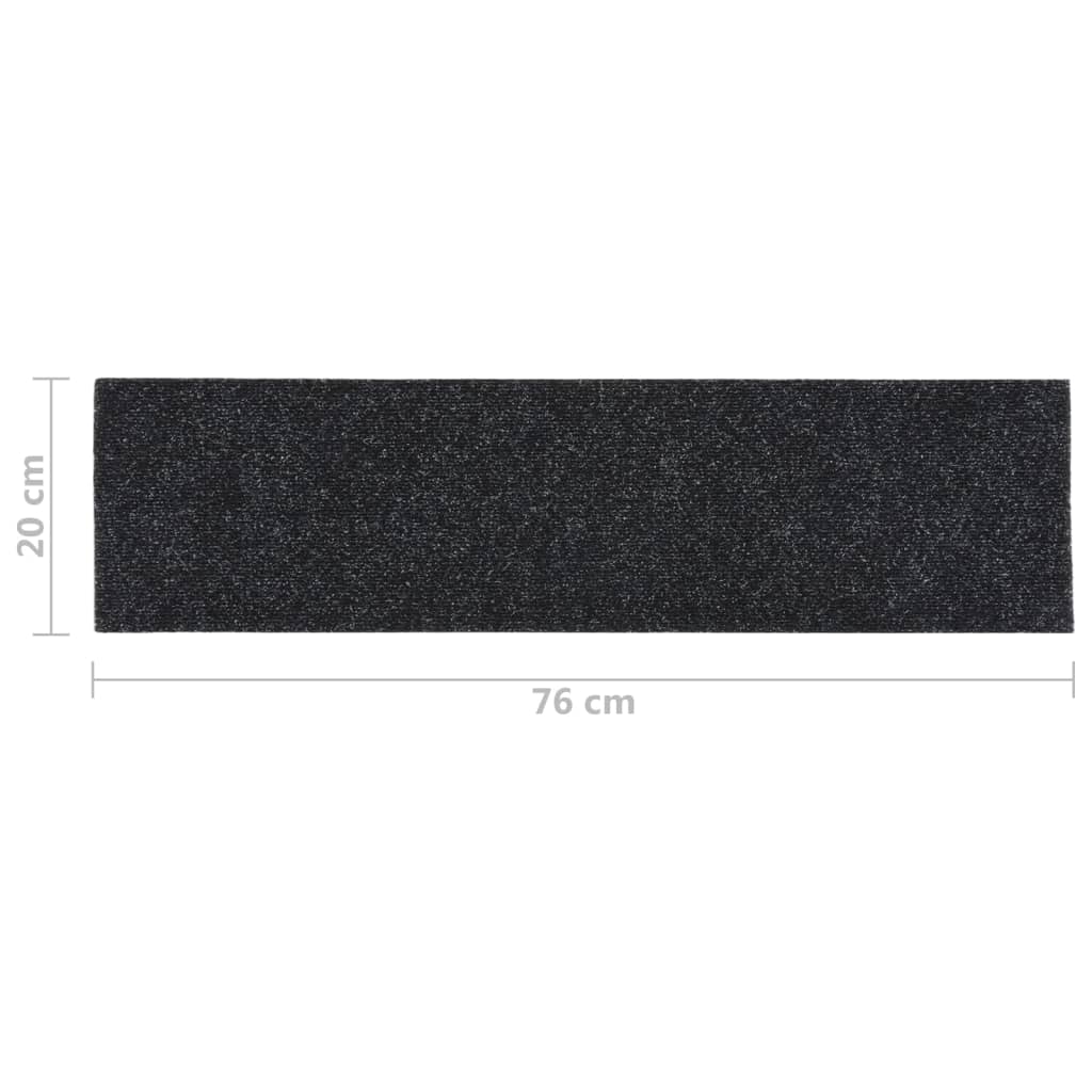 vidaXL Selvklebende trappematter 15 stk 76x20 cm svart