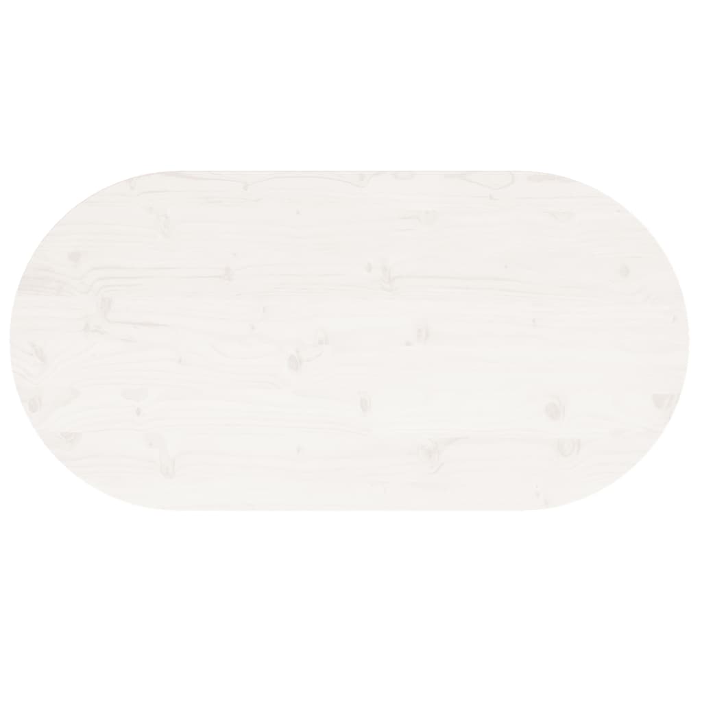 vidaXL Bordplate hvit 90x45x2,5 cm heltre furu oval