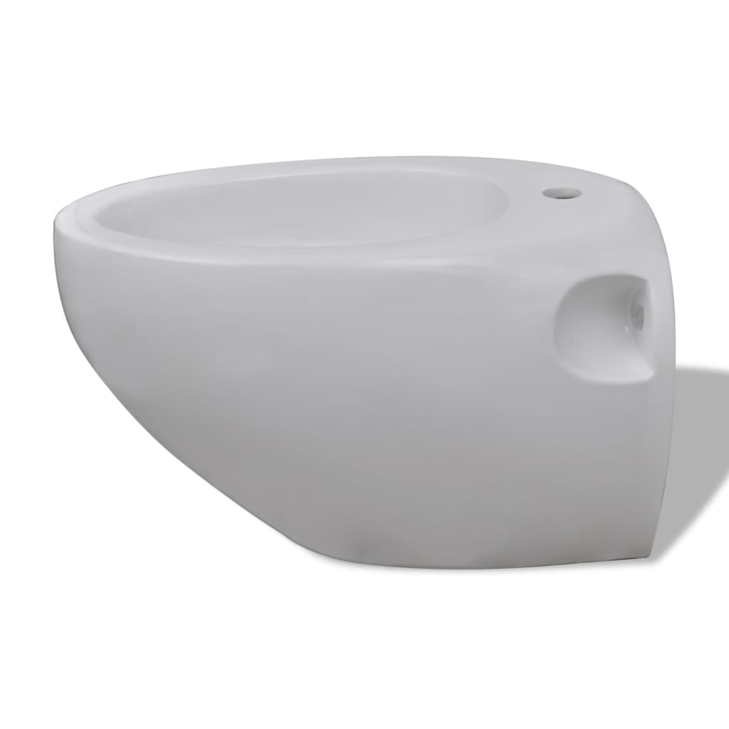 Veggmontert bidet -og toalettsett hvit keramikk