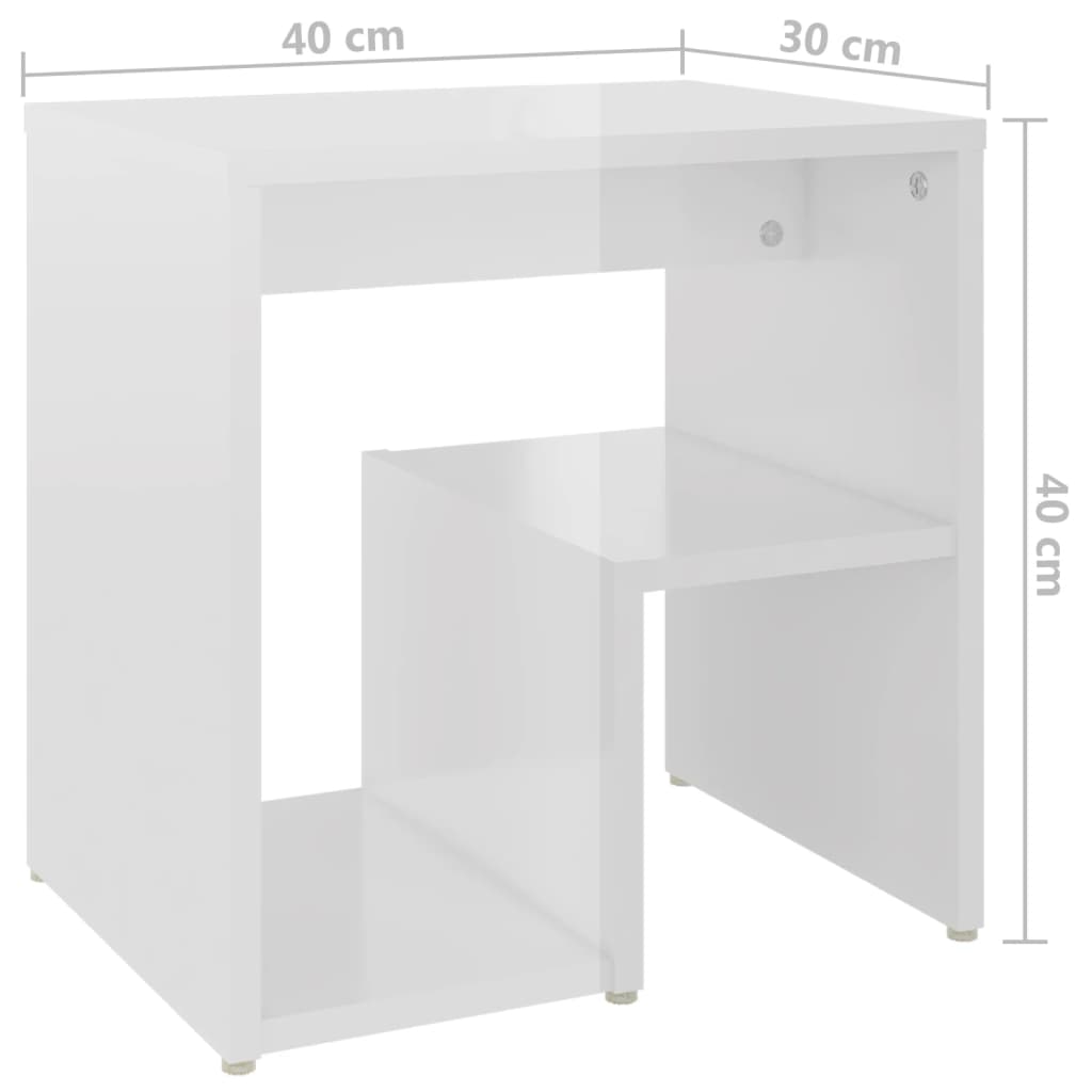 vidaXL Nattbord høyglans hvit 40x30x40 cm sponplate