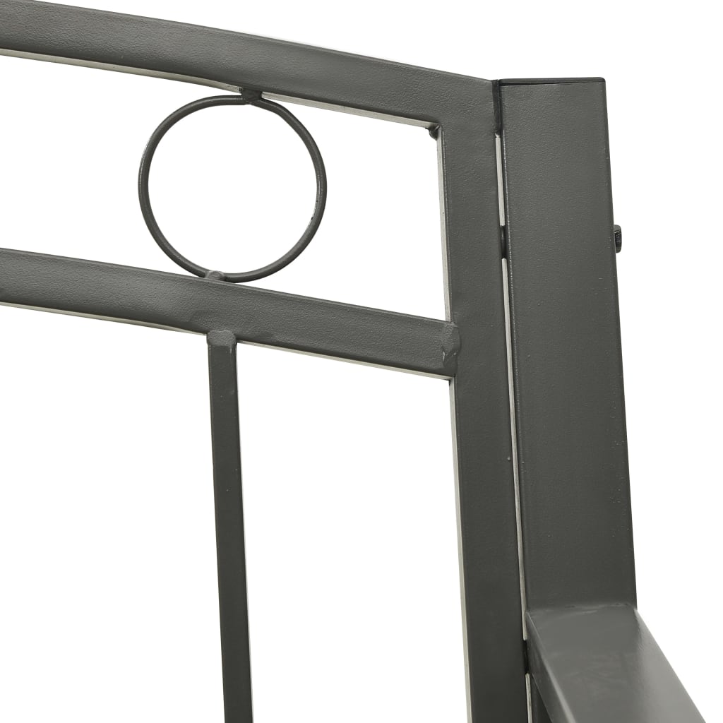 vidaXL Hagebenk med bord 125 cm stål grå