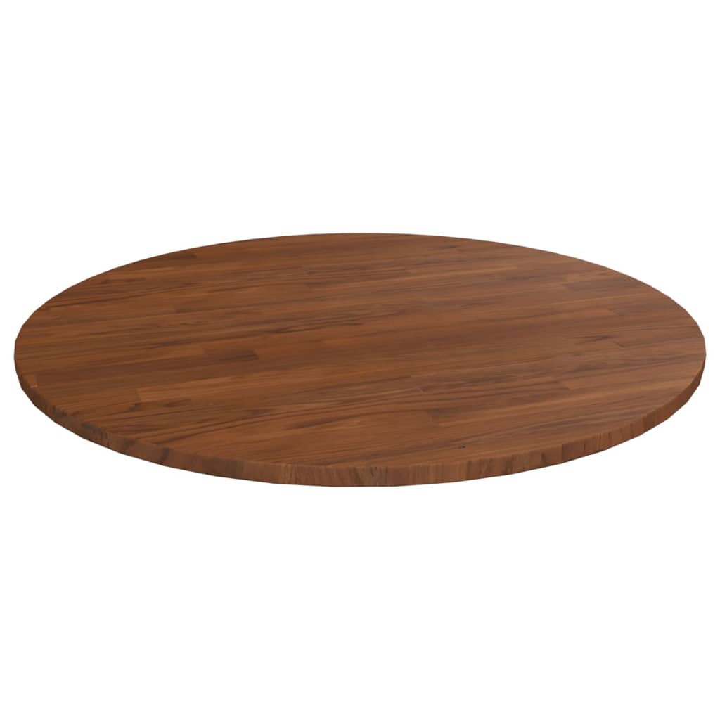 vidaXL Rund bordplate mørkebrun Ø90x1,5 cm behandlet heltre eik